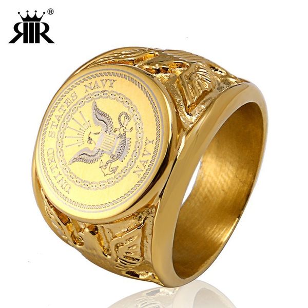 

RIR золото США военный значок кольцо Орел США морской пехоты США армия США мужчины кольца США в нержавеющей стали