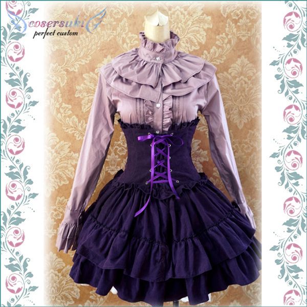 

gothic lolita dress sk lavender high waist,lace up ruffles lolita skirt sleeveless dress, Black;red