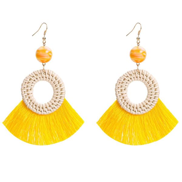 

europe and america exaggeration big brand rattan weaving tassel earring multilayer beaded bracelet female retro bohemian, Silver