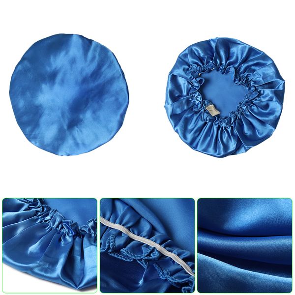 

1pc ladies soft long hair care bonnet headwrap fashion women wide band satin silk bonnet cap comfortable solid night sleep cap, Blue;gray