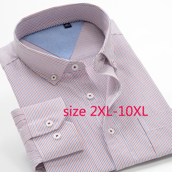 

men's casual shirts 2021 arrival fashion super large autumn men dress long sleeve stripe formal plus size 2xl-5xl6xl7xl8xl9xl10xl, White;black