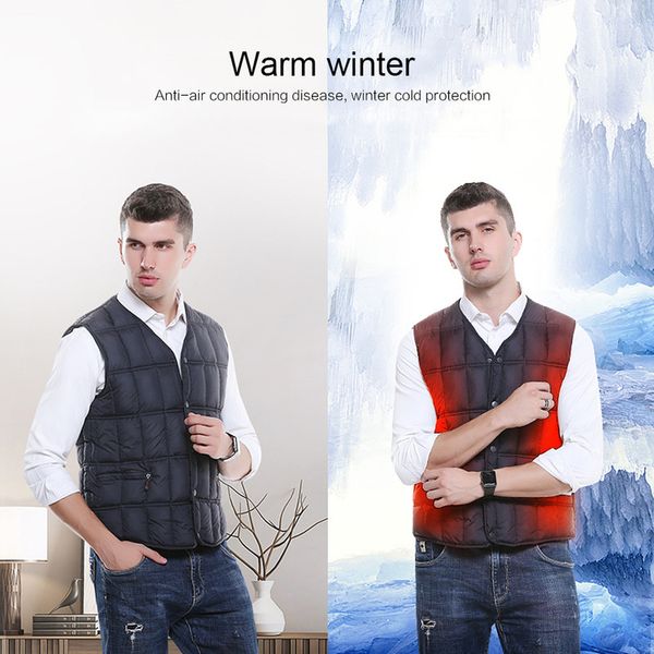 

outdoor warm men's usb charging electric heated vest jacket clothes ski winter heating mat winter sports fishing hunting vest, Gray;blue
