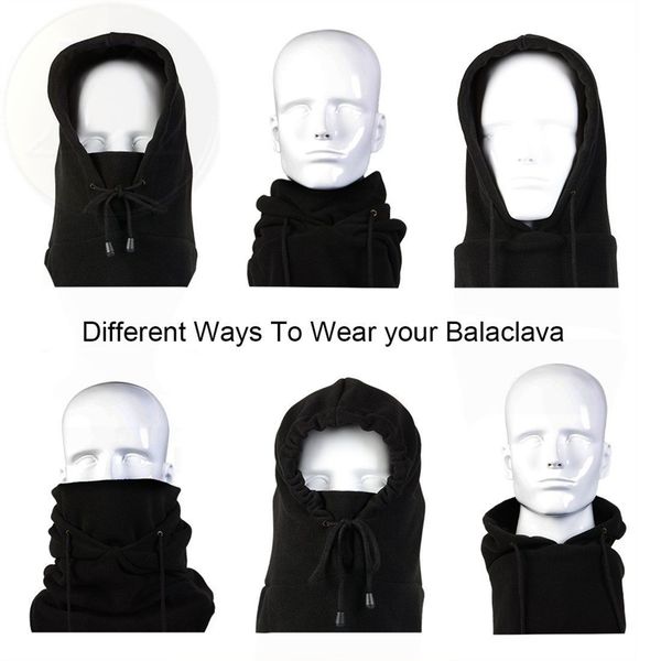 

1pc warm cycling cap fleece thermal running training windproof sports skiing winter motorcycle balaclava snowboard face mask, Black