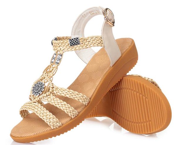 

2019 women's sandals in summer with new style middle heel slope heel @11, Black