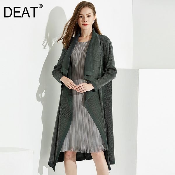 

deat] 2020 new fashion fast delivery women's pleated coat full sleeve lapel collar cardigan solid elegant classic spring ap090, Tan;black