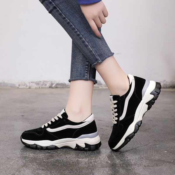 

sports shoes women's waterproof increased wear-resistant students wild black casual net red trend 2019 winter new wave korean ve