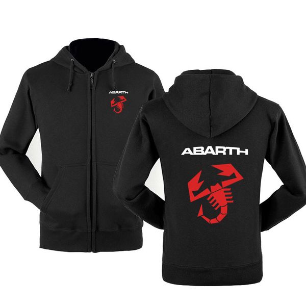

new fashion abarth car logo sweatshirt hoodies men hoody spring autumn fleece cotton zipper jacket hiphop harajuku male clothing, Black