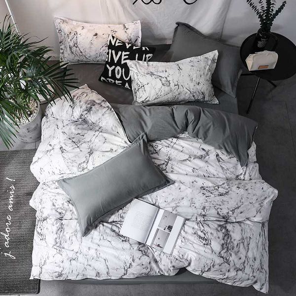 

bedding sets set duvet cover marble printing king size single  black comforter bed linens 2/3pcs