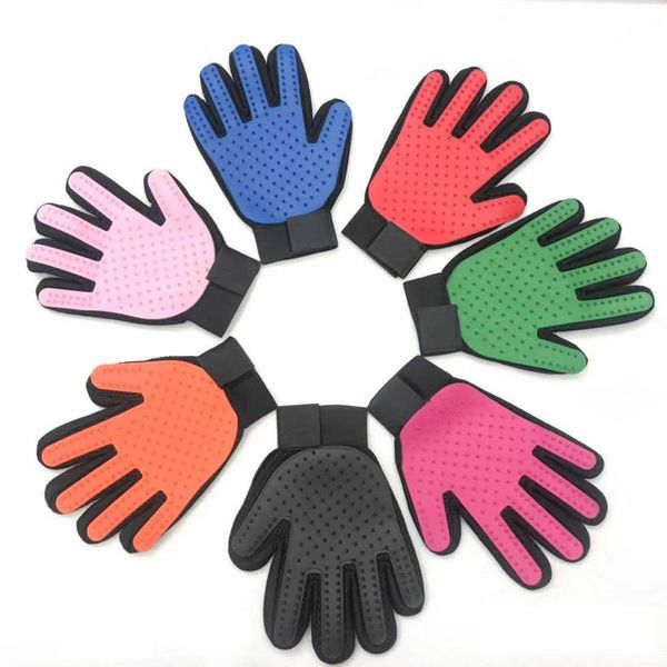 

pet cleaning grooming brush glove dog comb silicone bath mitt pet dog massage hair removal grooming pet glove mixed colors