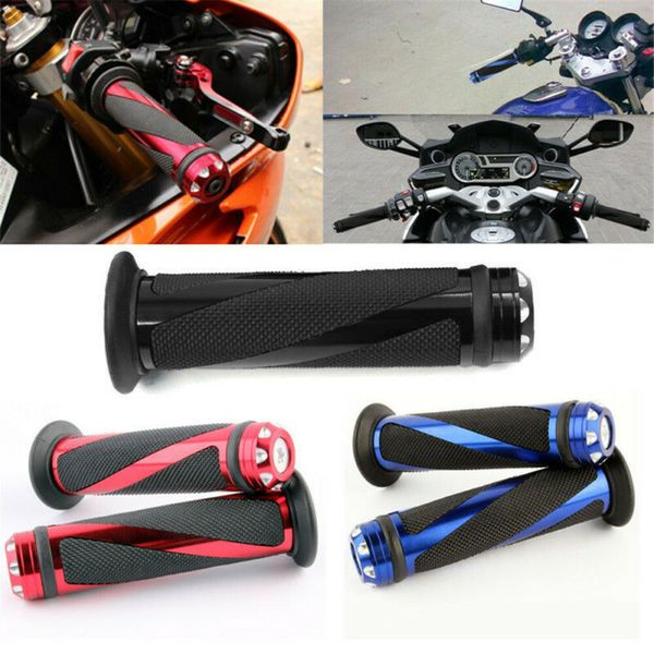 

7/8" aluminum alloy rubber motorcycle hand grip motorbike handlebar end 2pcs