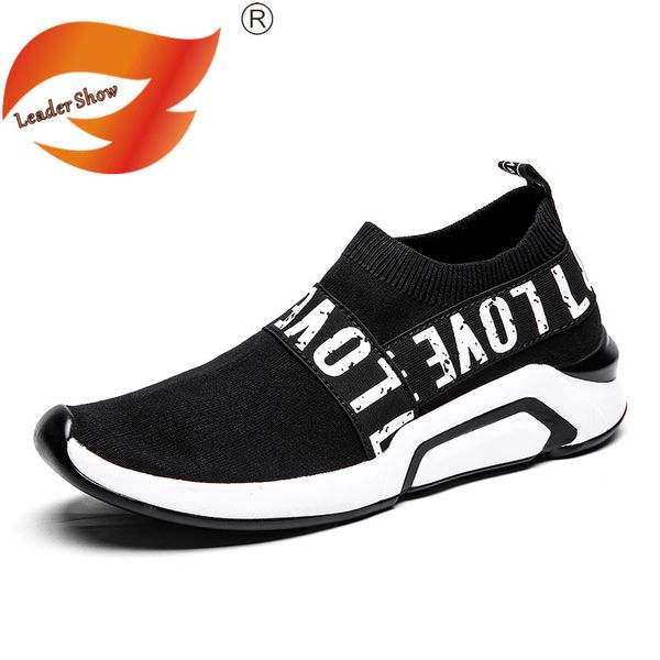 

leader show men casual shoes fashion 2019 socks sneakers brand breathable trend casual men shoes big size 44 45 zapatos hombre, Black