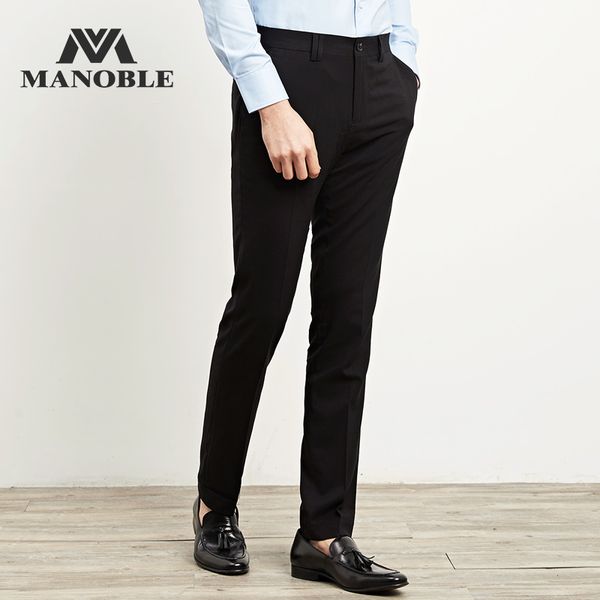 

2019 brand new fashion men's pants mens dress pants straight suit trousers formal suit slim fit black, White;black