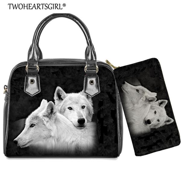 

twoheartsgir printing white wolf Â female handbag cool wild animals tote bag for women pu leather shoulder bagsÂ purse suit