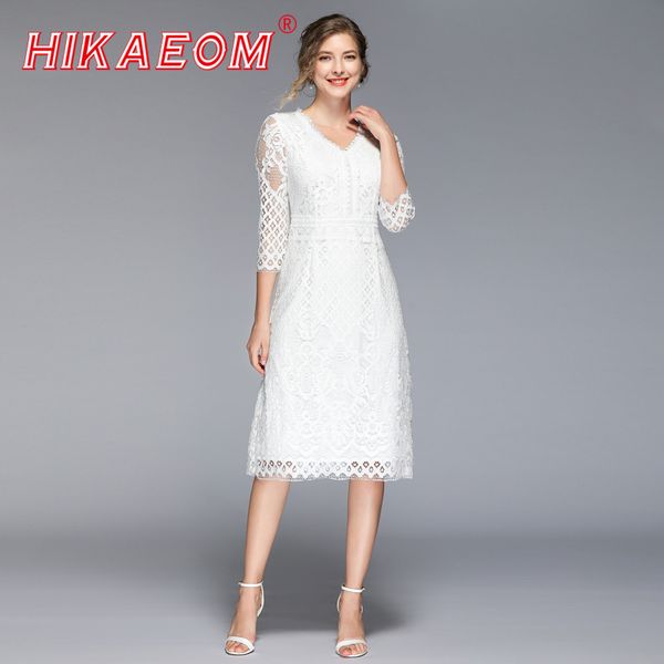 

summer dresses and sundresses v-neck hollow out white lace wholesale dress woman promotion aline fashion chiffon dresses, Black;gray
