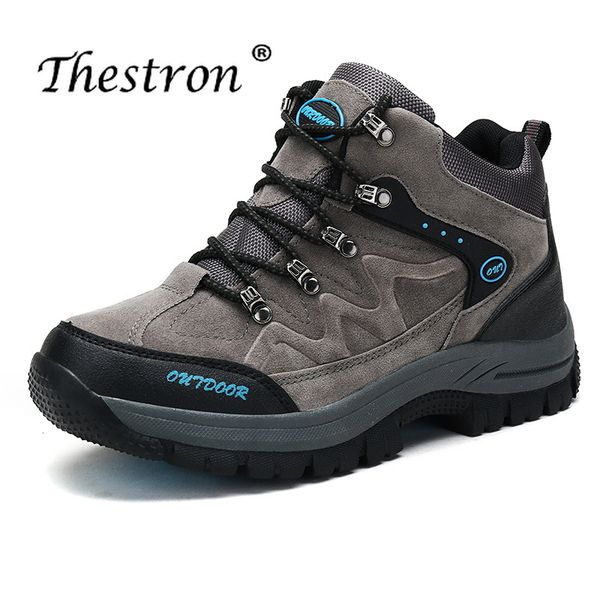 

thestron man hiking shoes big size36-48 mens hunting boots spring autumn rock climbing shoes blue brown outdoor sneakers for men, Black