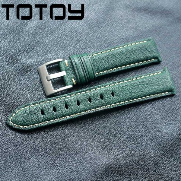 

totoy handmade ostrich leather watchband, 18mm 20mm 22mm for green men female leather strap, strap, fast delivery, Black;brown