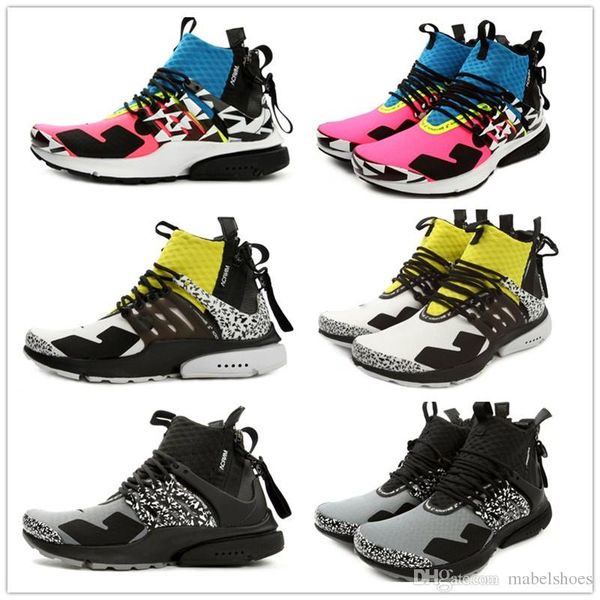 

King Presto Mid x ACRONYM Sock Shoes 2018 Pink Yellow Black Slip On Fashion Designer Limited Edition Sport Shoes