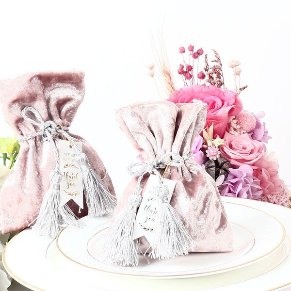 

velvet wedding storage bag w/string&the cards luxury event gift deta 10.5 *14cm