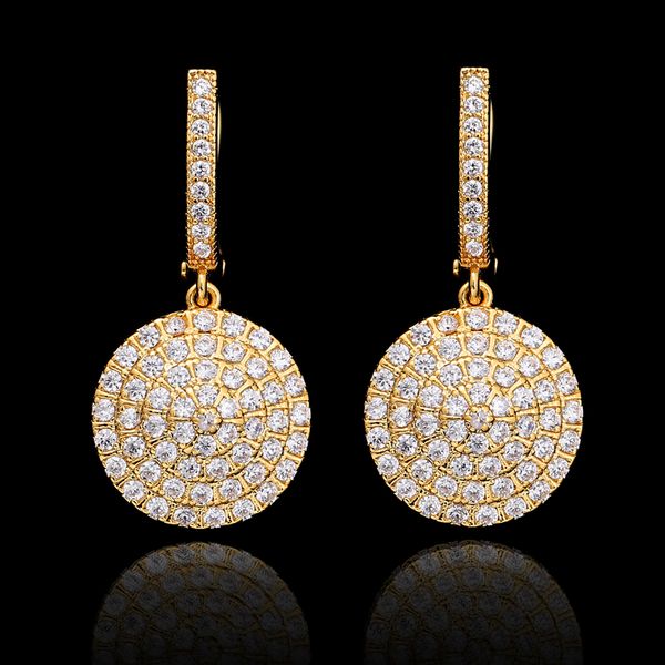 

luxury earrings round zirconia crystal round gold hoop earrings for women wedding earring 2019, Golden;silver