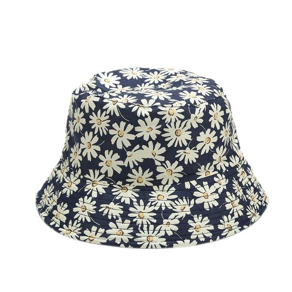 

small chrysanthemum print double-sided wearing fisherman hat outdoor sun hat female leisure basin, Yellow
