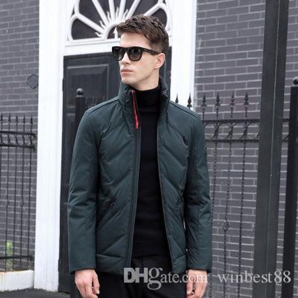 

2018 new arrival man light eiderdown outwear white duck down men's casual stand collar down coat wholsale dhl, Black