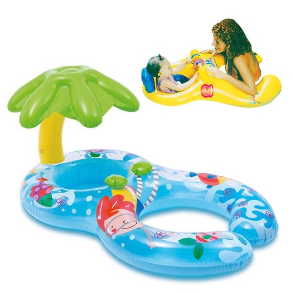 

inflatable circle swimming ring baby float mother child double swimming circle pool accessories sunshade toy swimtrainer circles