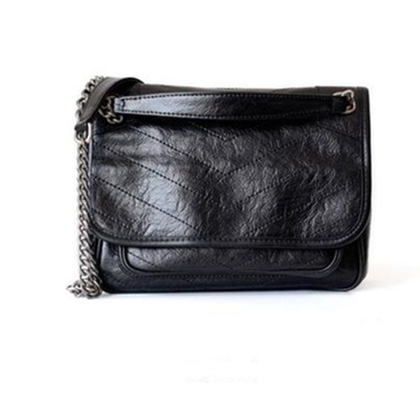 

new leather chain ladies crossbody bag vintage fold car stitch shoulder bag elegant fashion pouch