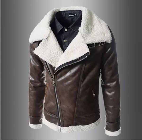 

2019 spring and autumn foreign trade new diagonal pull boutique men's self-cultivation big collar leather jacket 729, Black;brown