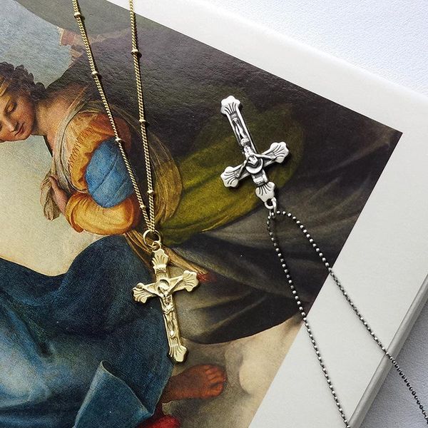 

2020 designer new s925 sterling silver european and american cross necklace christian jesus clavicle chain micro-business agent