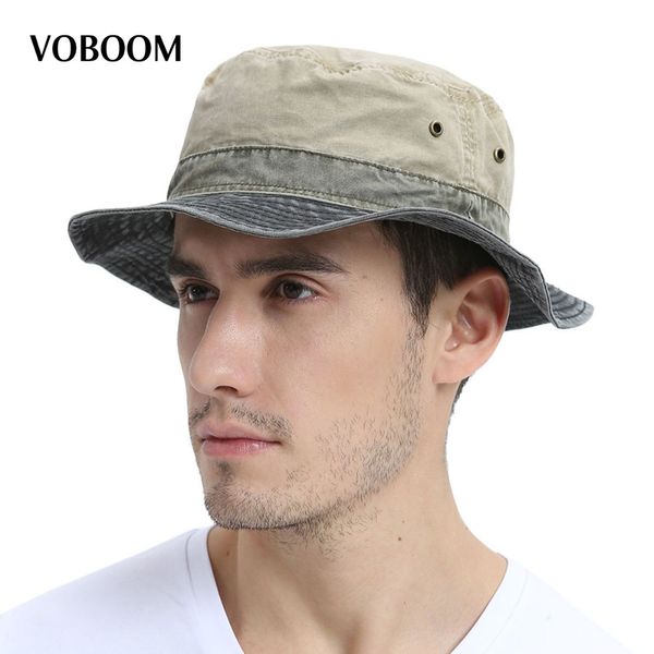

voboom men's bob summer panama bucket hats outdoor fishing wide brim hat uv protection cap men sombrero gorro sun for male 139