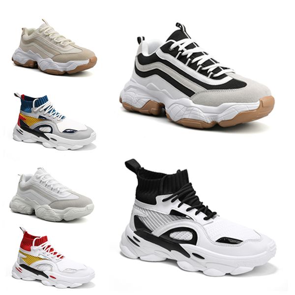 

не-бренд мужчины кроссовки моды носок обуви платформа папа chaussures мужские тренеры walking спортивный спорт кроссовки марочные 40-44 пунк, White;red