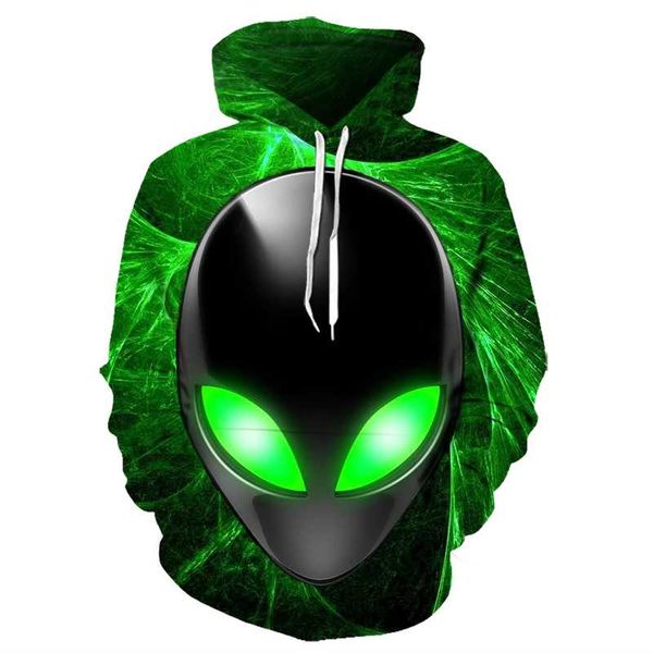 

et alien printed hoodie sweatshirt harajuku round neck sweatshirt ladies clothing loose autumn men's pullover hoodie, Black