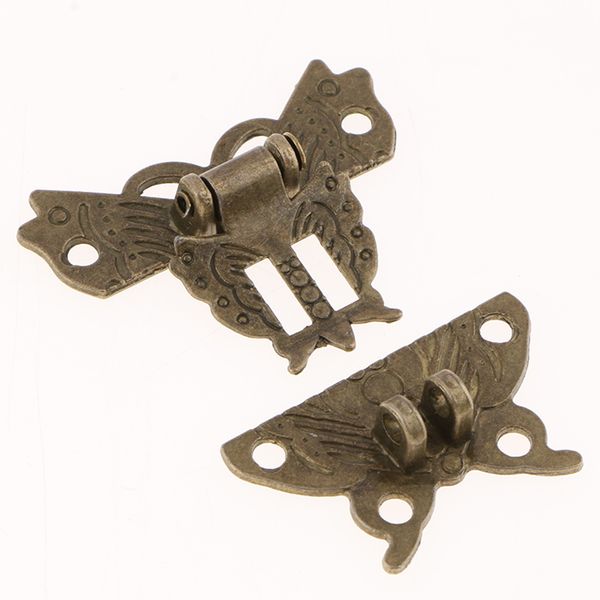 

6 sets antique bronze decorative butterfly clasp hasp latches for wooden jewelry chest box