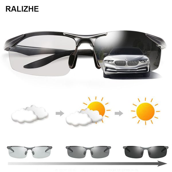 

men pchromic sunglasses polarized uv400 aluminium magnesium driving rider sports semi rimless brand designer sun glasses, White;black