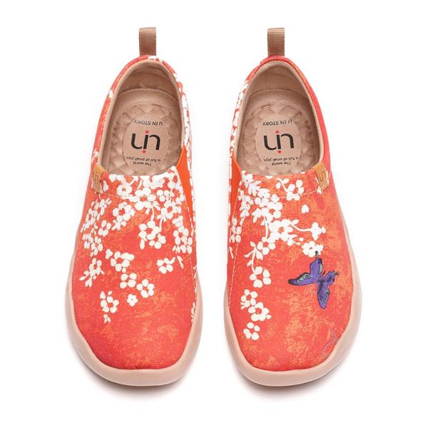 

uin shoes woman loafer sakura design art painted canvas shoes for women wide feet comfort ladies soft sneaker lightweight, Black