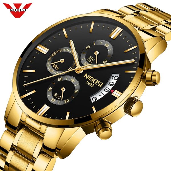 

nibosi mens watches brand luxury militray sport quartz watch men waterproof male sport clock wristwatches relogio masculino, Slivery;brown