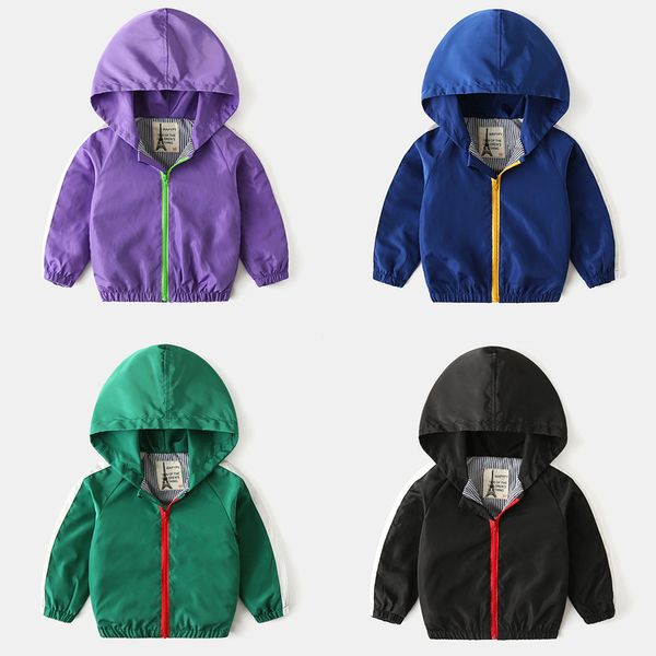 

2020 spring summer clothes thin solid color blue/black/green boys jackets new 2-7t zipper coats boys girls, Blue;gray