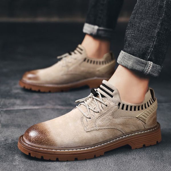 

package mail special 2019 new leather men's low upper leisure men's shoes autumn breathable retro boots big head leather shoes, Black