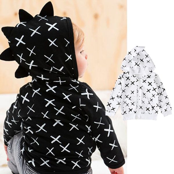 

boys girls hoodies spring autumn outerwear kids dinosaur hooded sweatshirt clothes children long sleeve pullover coat, Black