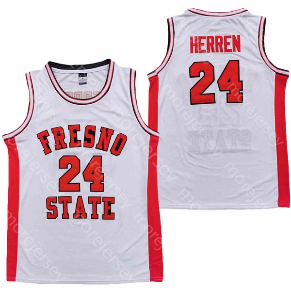 2020 New Fresno State Bulldogs FSU College Basketball Jersey NCAA Herren White todos costuraram e bordados do tamanho da juventude