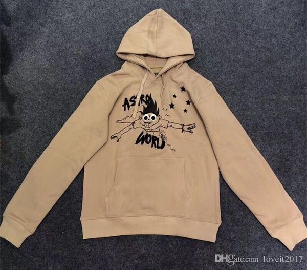 

2019 astroworld travis scott thrills and chills hoodie men/women fashion hip hop fw18 i can fly hoodies sweatpants clothes s-xl, Black