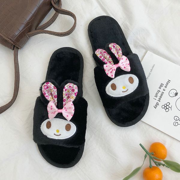 

2019 new winter autumn women slippers flat heels daily lovely pink shoes woman home use female comfortable casual loafer, Black