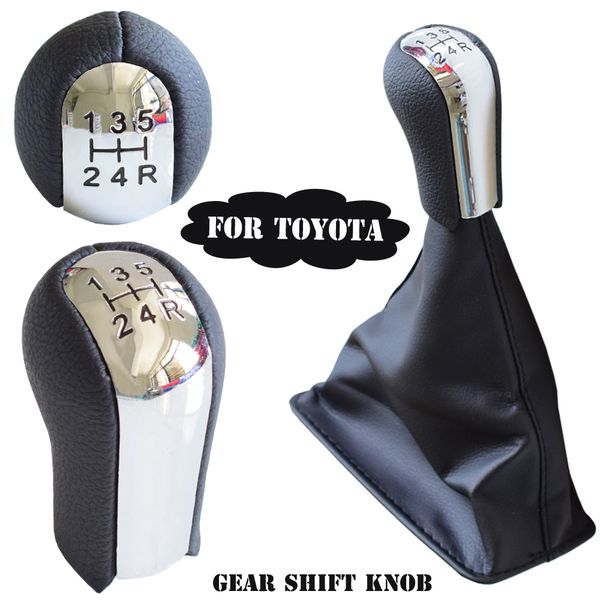 

black pu leather car 5/6 speed gear shift shifter knob lever gaiter boot cover fit for corolla aygo verso rav4 yaris vitz