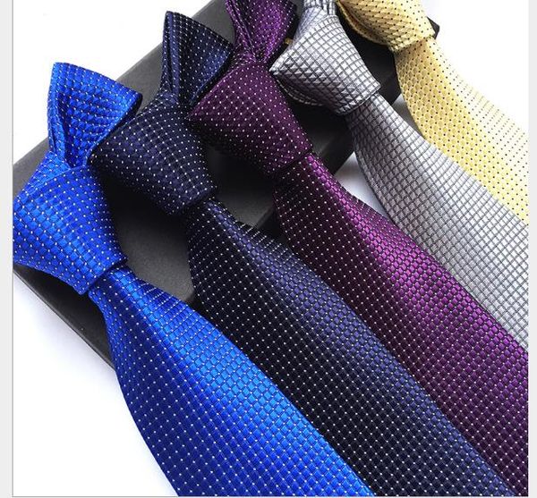 

new 8cm polyester material men's fashion and leisure fine lattice tie, Blue;purple