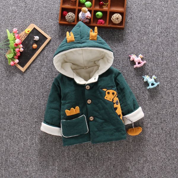 

children's baby cotton padded plus velvet padded clothes cartoon outwear, Blue;gray