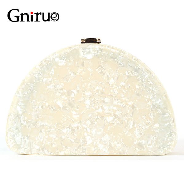 

new fashion colorful acrylic bag semicircle evening clutches women messenger shoulder bag box day clutch party prom handbags