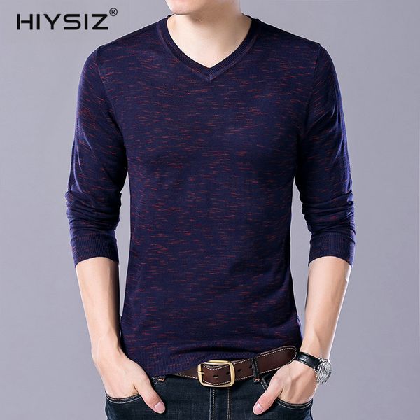 

hiysiz dots v-neck autumn winter new sweaters men 2019 fashion trend brand casual streetwear long pullovers knits sw075, White;black