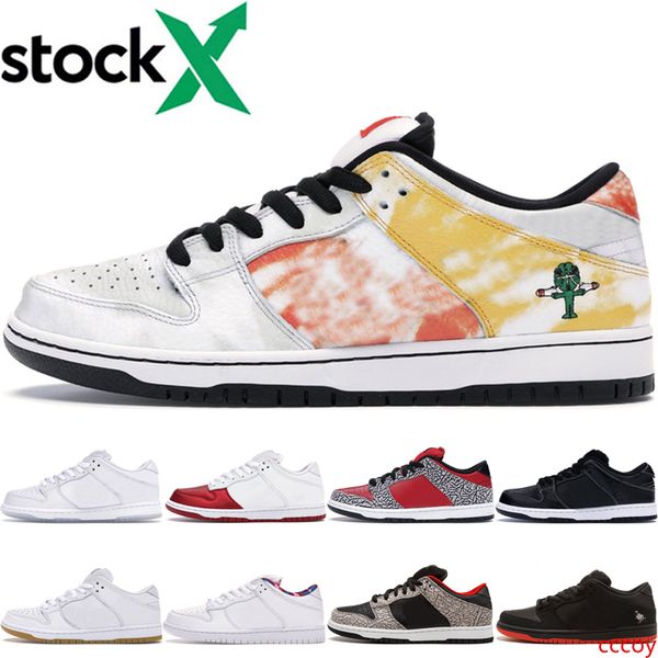 

stock x sb dunk low raygun tie dye white black men sports shoes metallic gold sliver red black cement skateboard shoes panda women sneakers