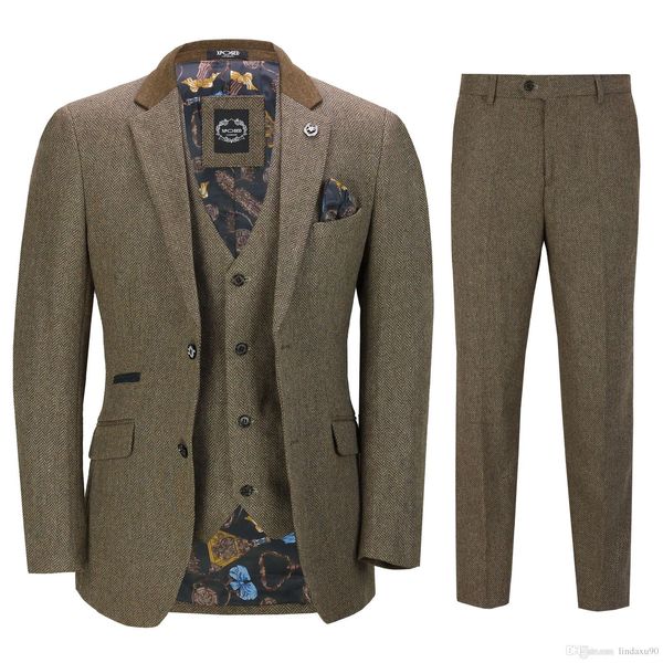 

mens 3 piece tweed suit check retro peaky blinders tailored fit man suits(jacket+pants+vest) sale, White;black