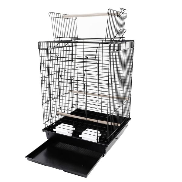 

23" bird cage pet supplies metal cage with open play black bird cages